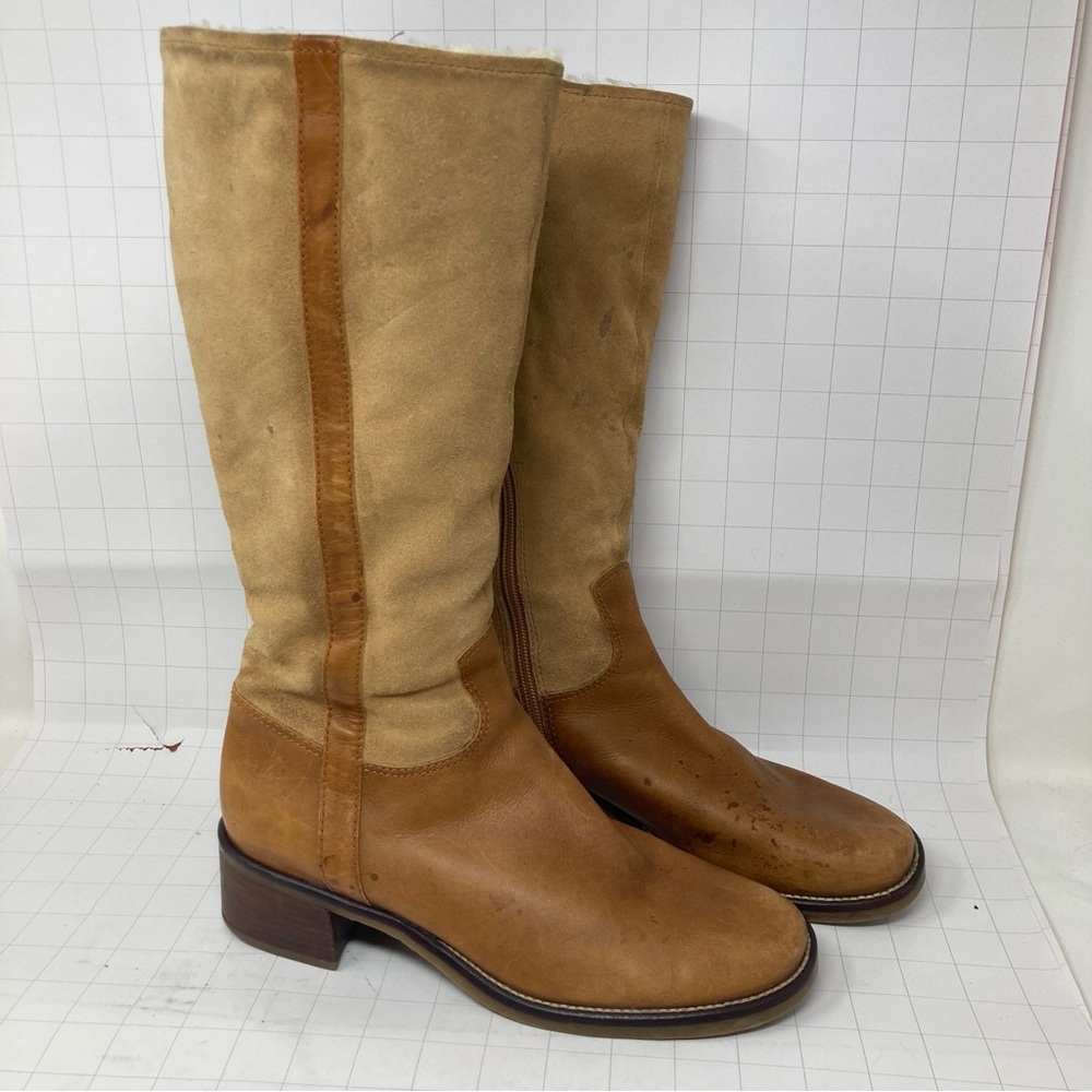 Rockport unique vintage suede & leather Tan & Brown lined fall/winter Boots 👢